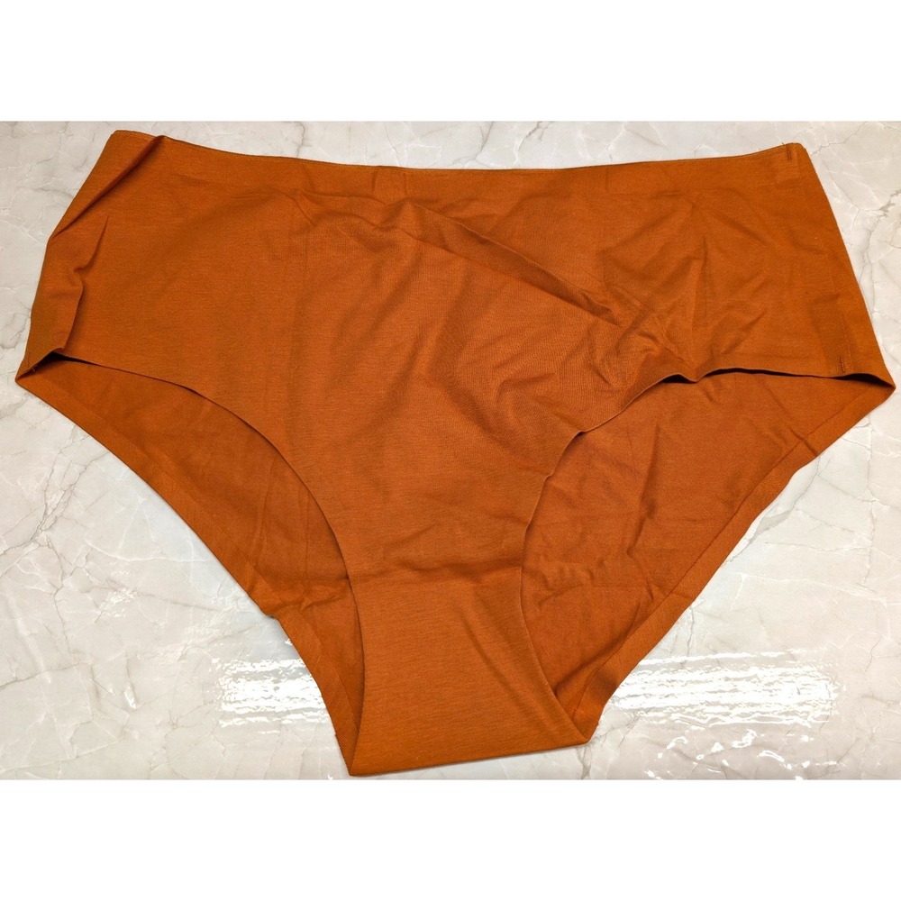 New High Waist Seamless Brief Panties Plus Size XL Burnt Orange Cotton‎ Blend